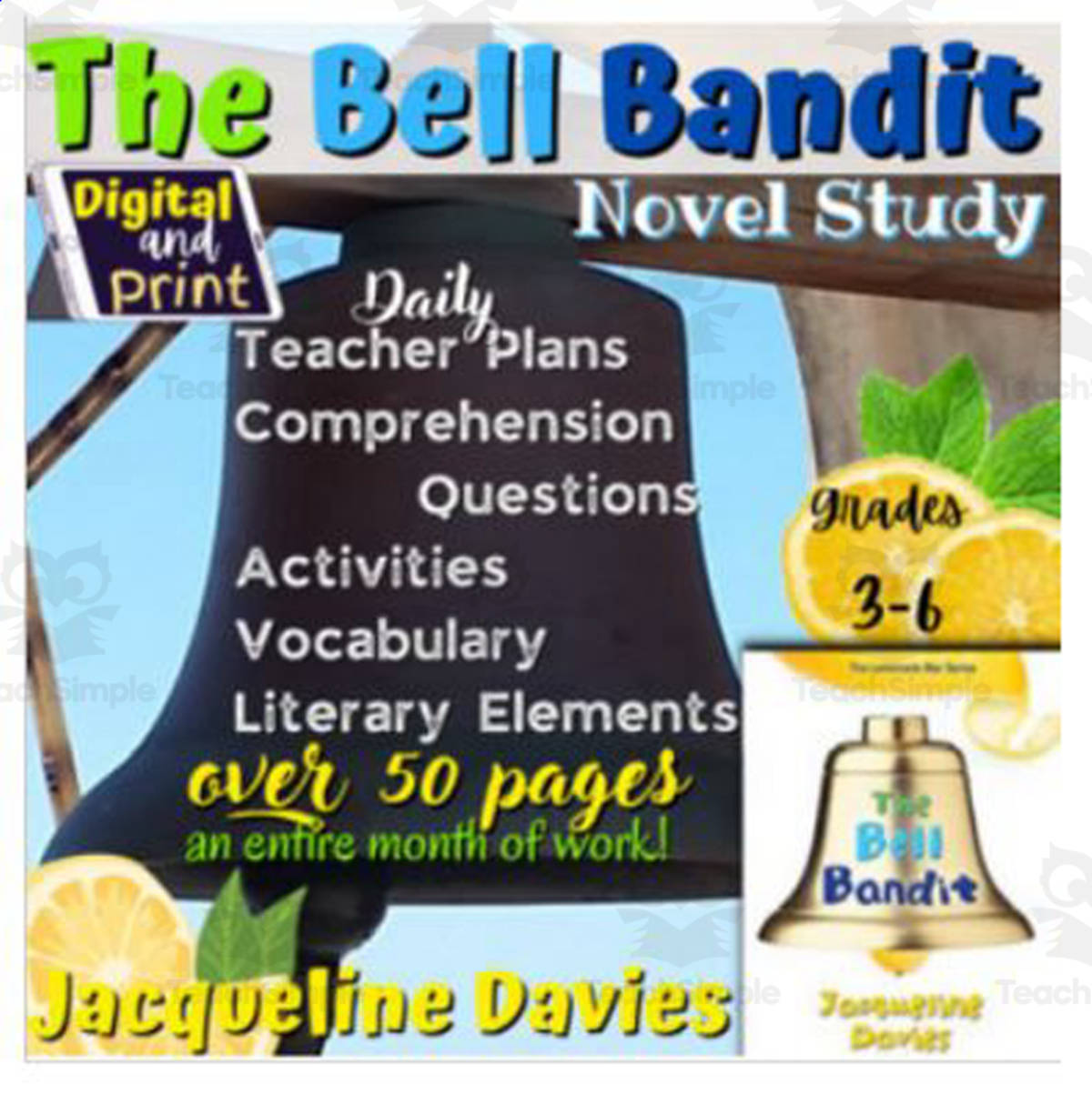 An educational teaching resource from Big Apple Teaching entitled Novel Study: The Bell Bandit part of Lemonade Crime Series downloadable at Teach Simple.