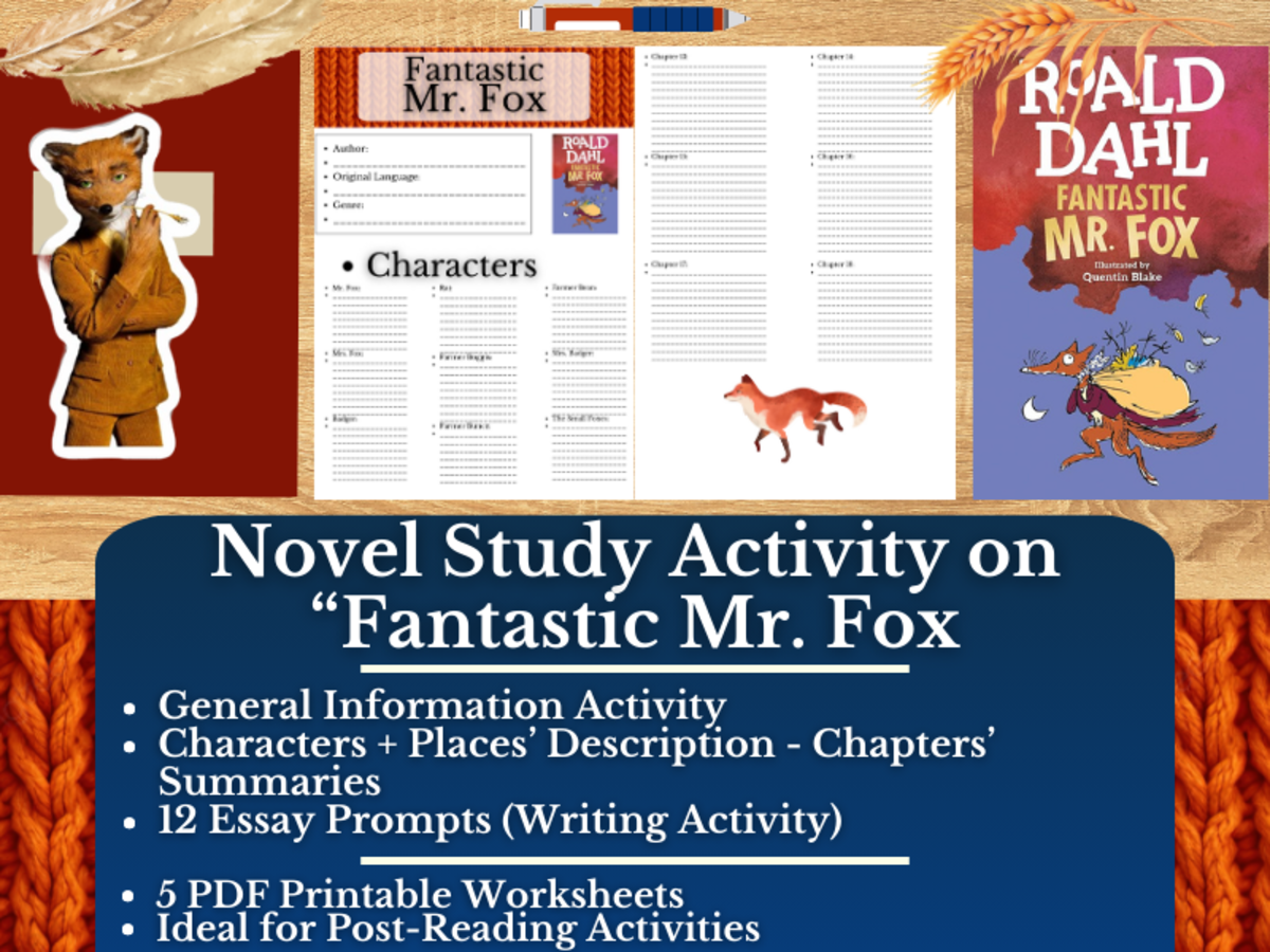 An educational teaching resource from Learning with Alan entitled Novel Study Worksheets on "Fantastic Mr. Fox" - Roald Dahl downloadable at Teach Simple.