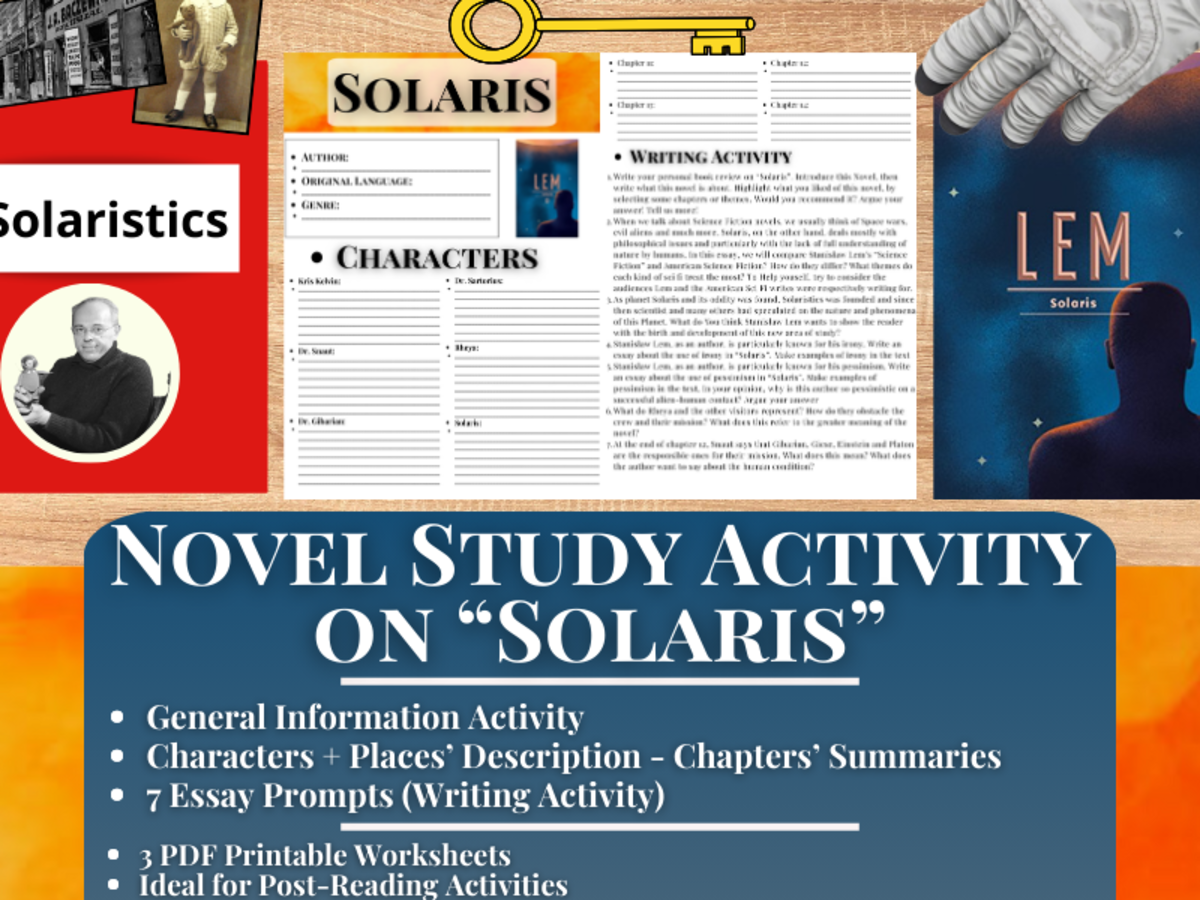 An educational teaching resource from Learning with Alan entitled Novel Study Worksheets on "Solaris" by Stanisław Lem - Science Fiction downloadable at Teach Simple.