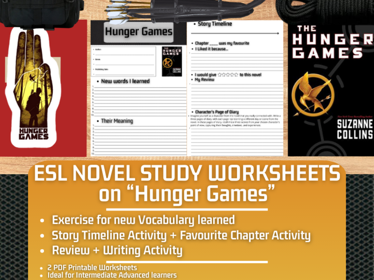 An educational teaching resource from Learning with Alan entitled Novel Study Worksheets on "The Hunger Games" by Suzanne Collins downloadable at Teach Simple.