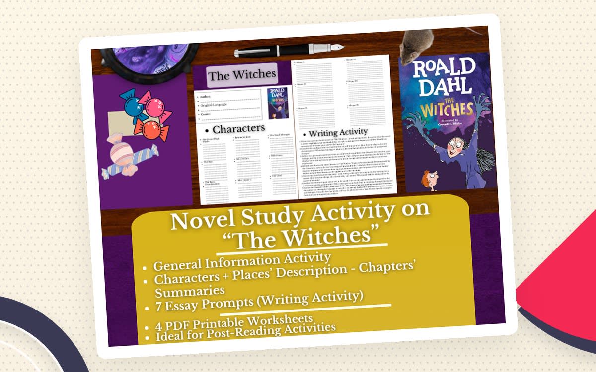 An educational teaching resource from Learning with Alan entitled Novel Study Worksheets - The Witches - Roald Dahl downloadable at Teach Simple.