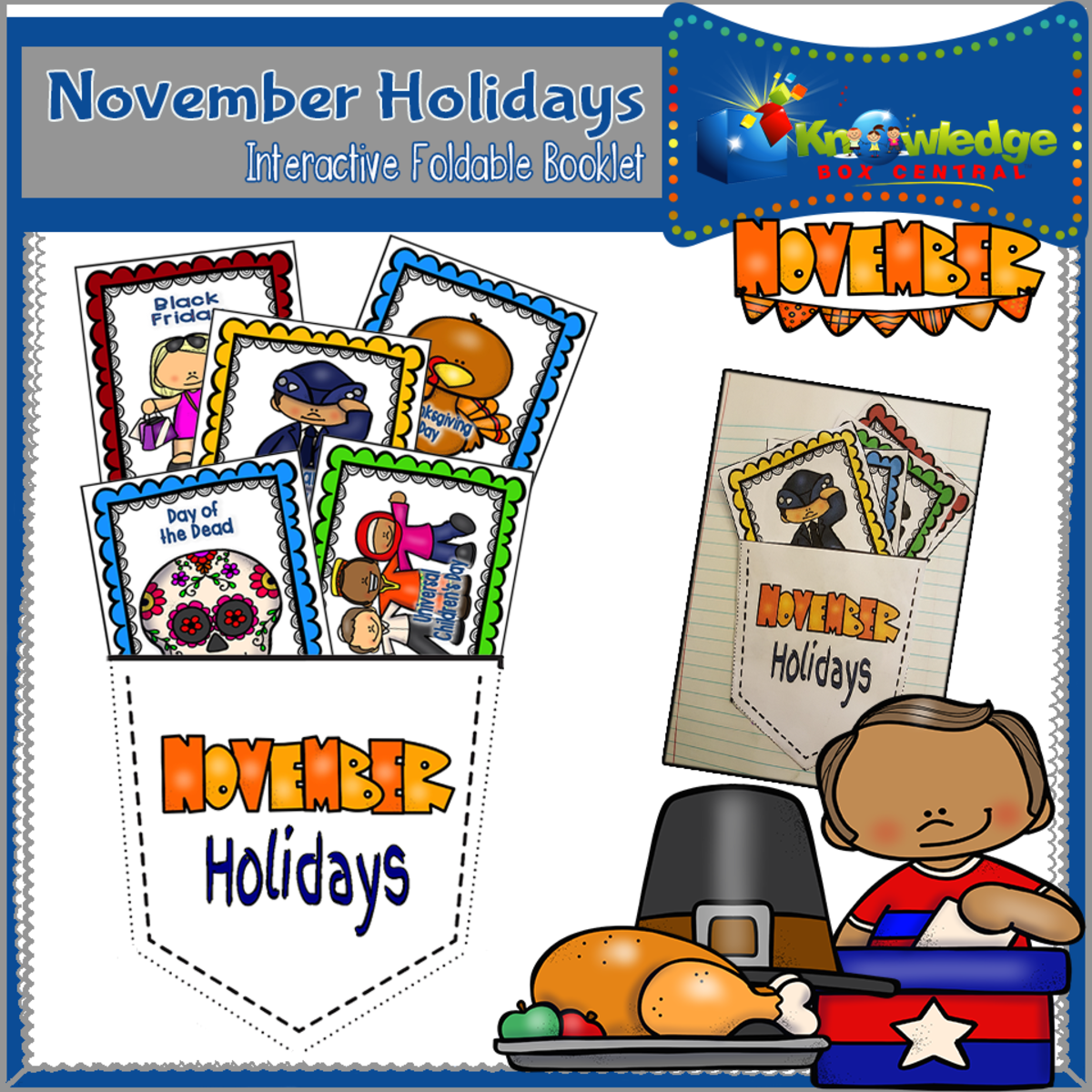 An educational teaching resource from Knowledge Box Central entitled November Holidays Interactive Foldable Booklet - EBOOK downloadable at Teach Simple.