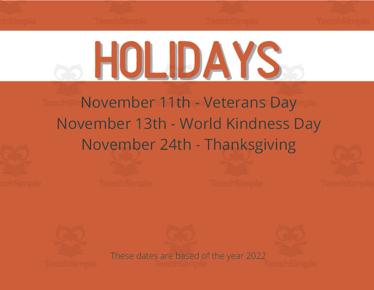 An educational teaching resource from Penguin Teacher Store entitled November Thanksgiving Theme Calendar Pieces downloadable at Teach Simple.