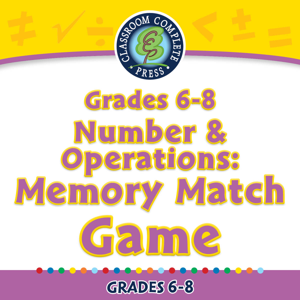 An educational teaching resource from Classroom Complete Press entitled Number & Operations: Memory Match Game for 6th-8th | MAC Software downloadable at Teach Simple.