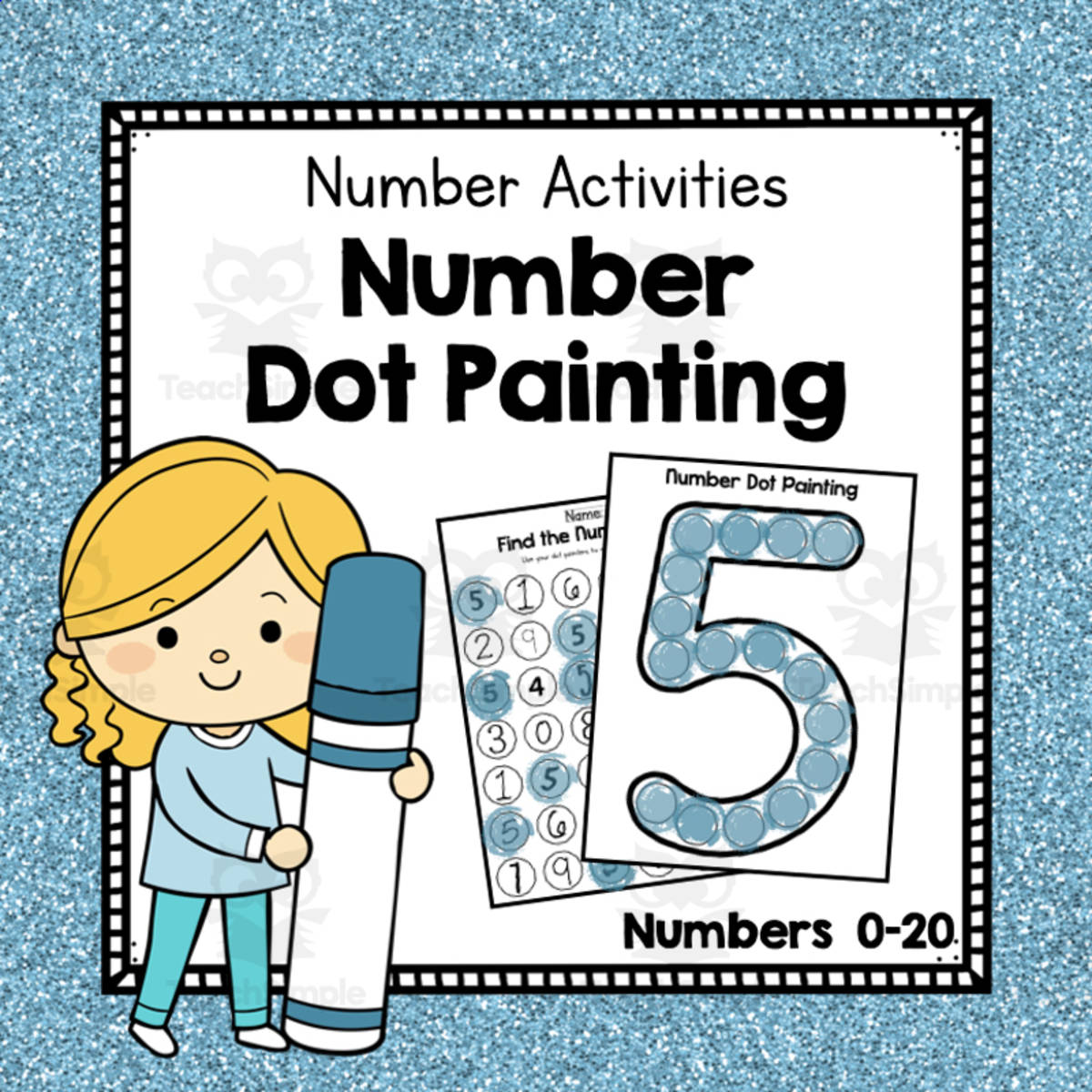 An educational teaching resource from Simply Schoolgirl entitled Number Dot Painting | Preschool Number Resources downloadable at Teach Simple.