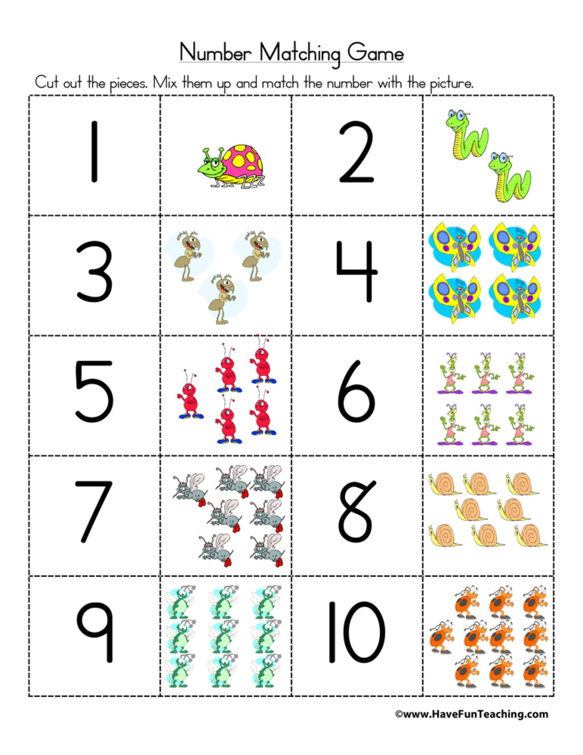 An educational teaching resource from Have Fun Teaching entitled Number Matching Puzzle Activity downloadable at Teach Simple.