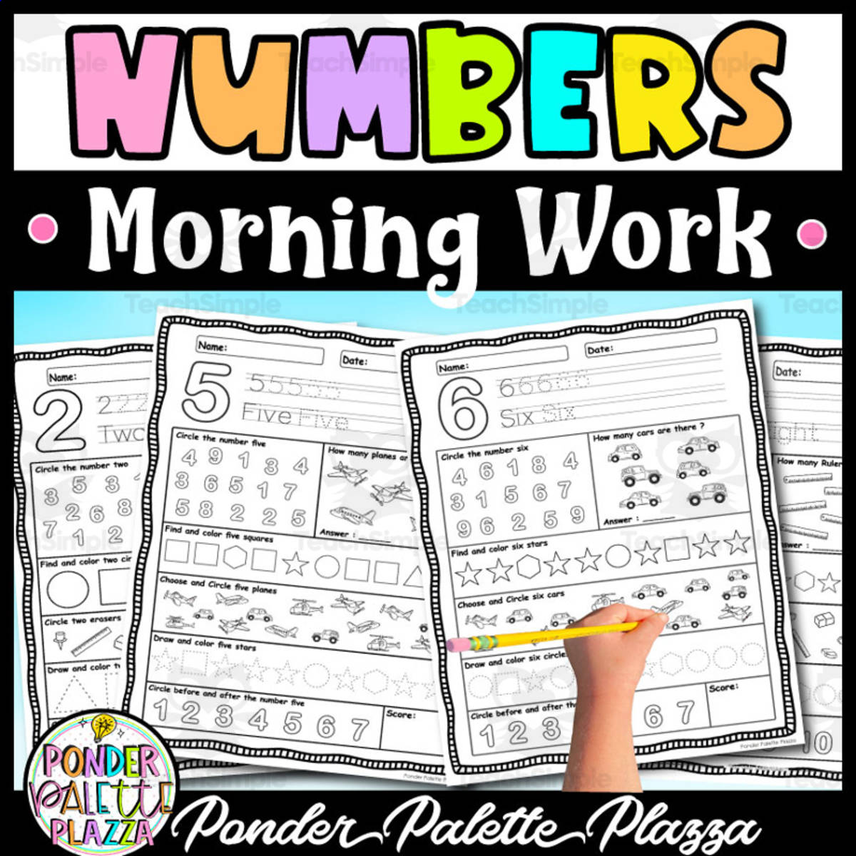 An educational teaching resource from Ponder Palette Plazza entitled Number of the Week - Morning Work downloadable at Teach Simple.