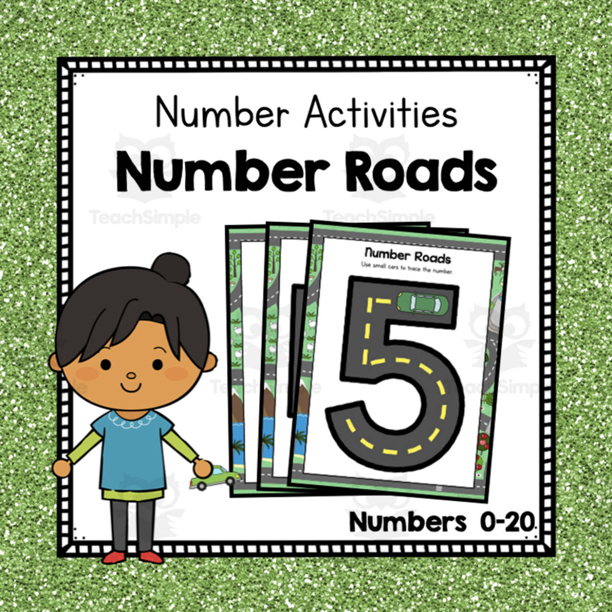 An educational teaching resource from Simply Schoolgirl entitled Number Roads | Preschool Number Resources downloadable at Teach Simple.
