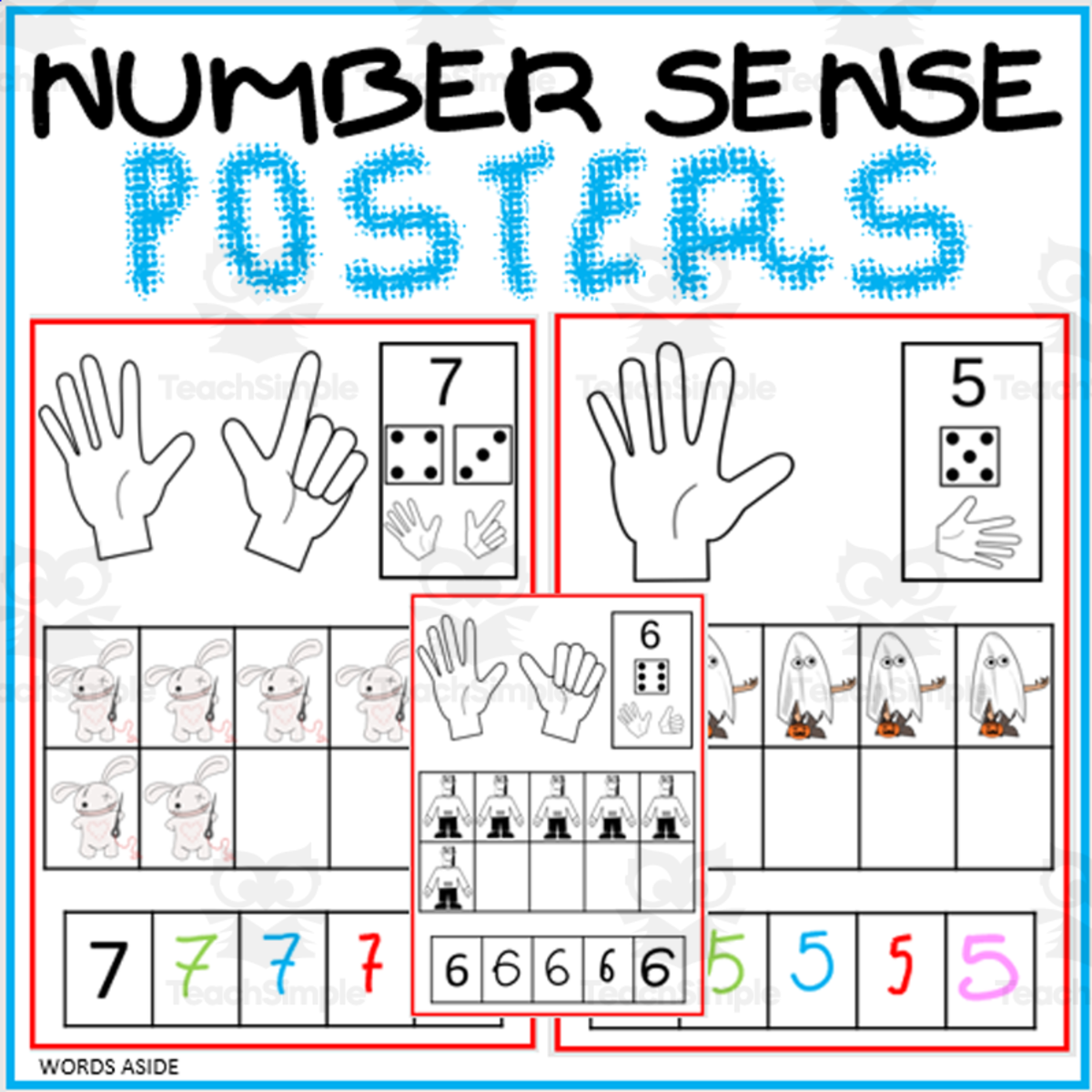An educational teaching resource from WORDS ASIDE entitled NUMBER SENSE 1-10 POSTER MATS | halloween downloadable at Teach Simple.