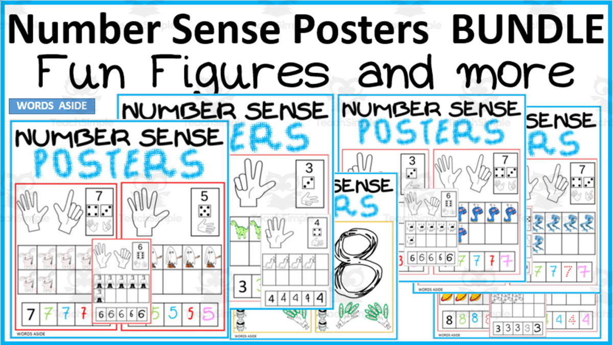 An educational teaching resource from WORDS ASIDE entitled Number Sense Poster Mats BUNDLE downloadable at Teach Simple.