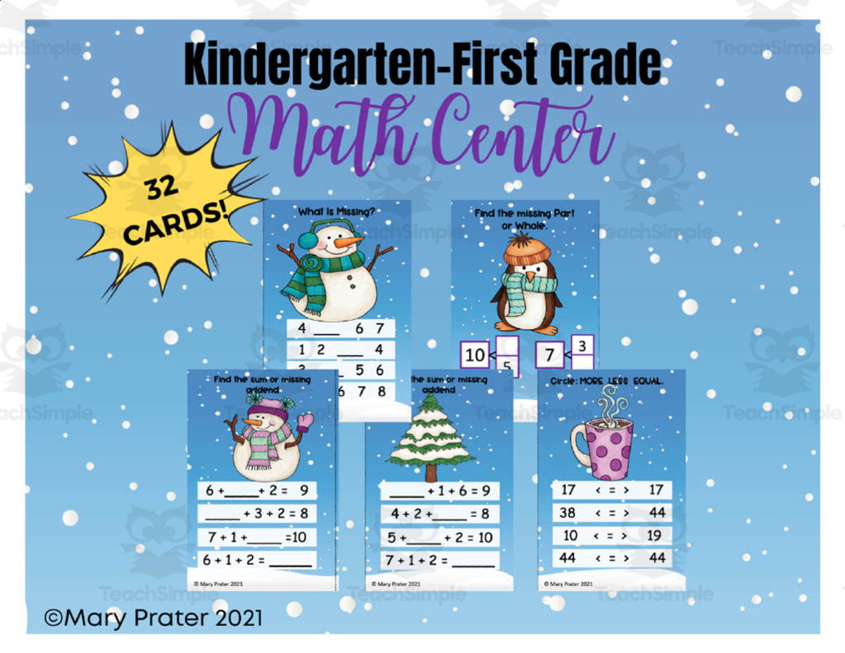 An educational teaching resource from The Kinder Lady entitled Number Sense Winter Math Center downloadable at Teach Simple.