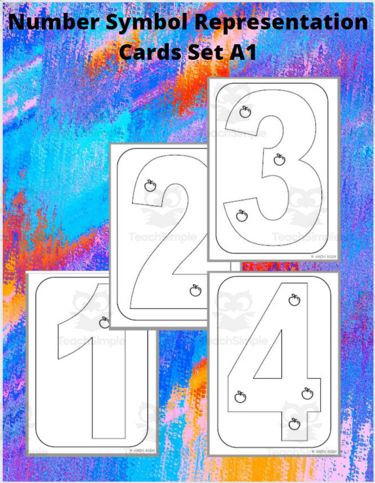 An educational teaching resource from WORDS ASIDE entitled Number Symbol Representation Cards Set A1 downloadable at Teach Simple.
