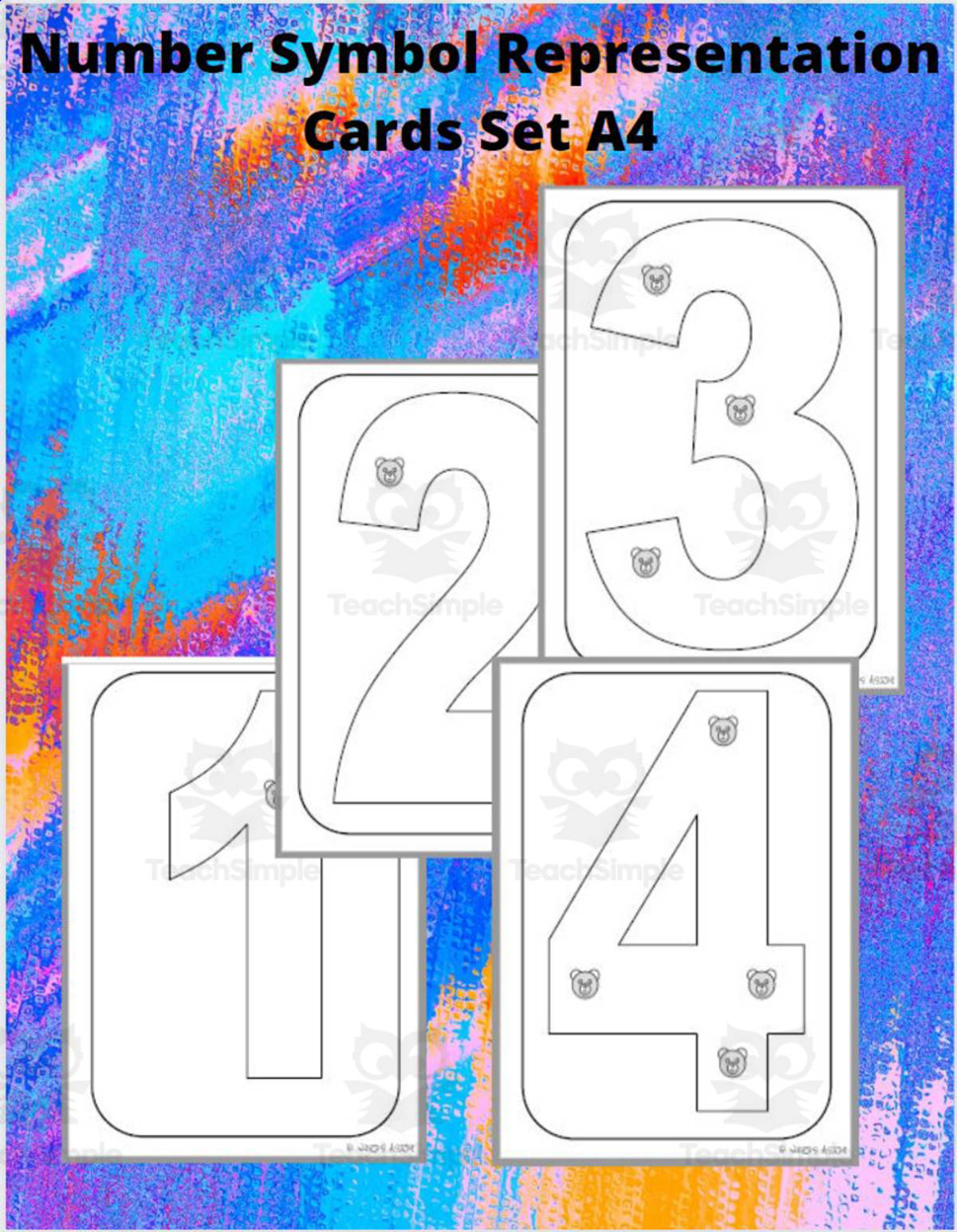 An educational teaching resource from WORDS ASIDE entitled Number Symbol Representation Cards Set A4 downloadable at Teach Simple.