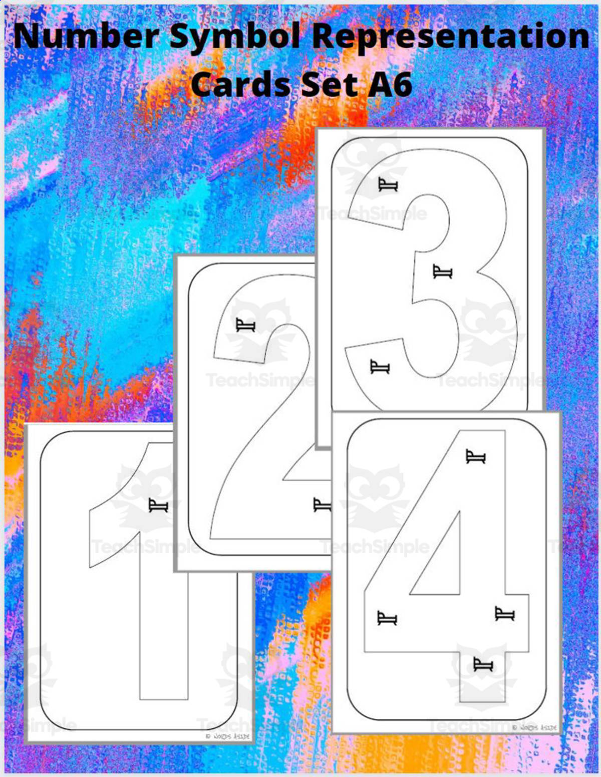 An educational teaching resource from WORDS ASIDE entitled Number Symbol Representation Cards Set A6 downloadable at Teach Simple.
