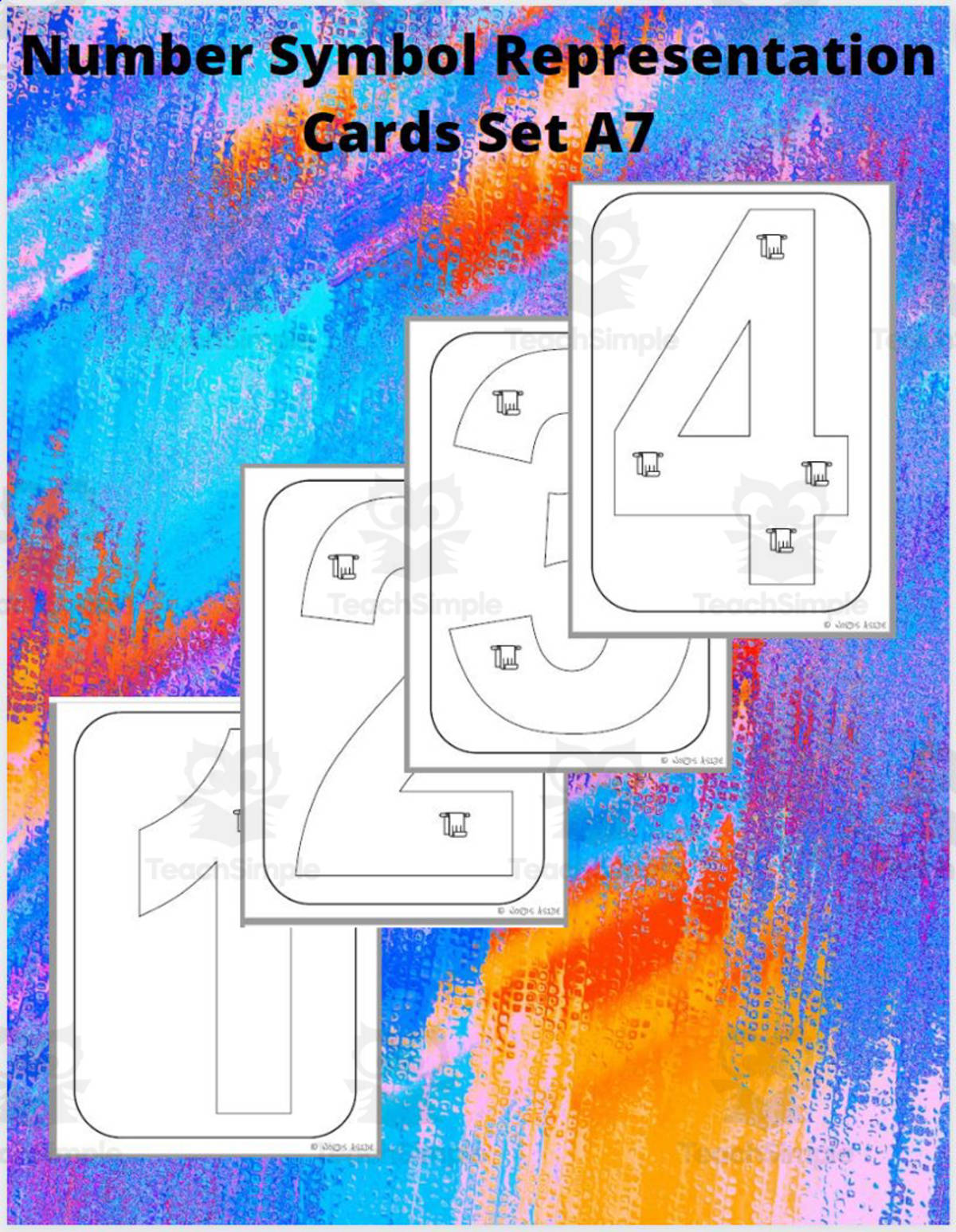An educational teaching resource from WORDS ASIDE entitled Number Symbol Representation Cards Set A7 downloadable at Teach Simple.
