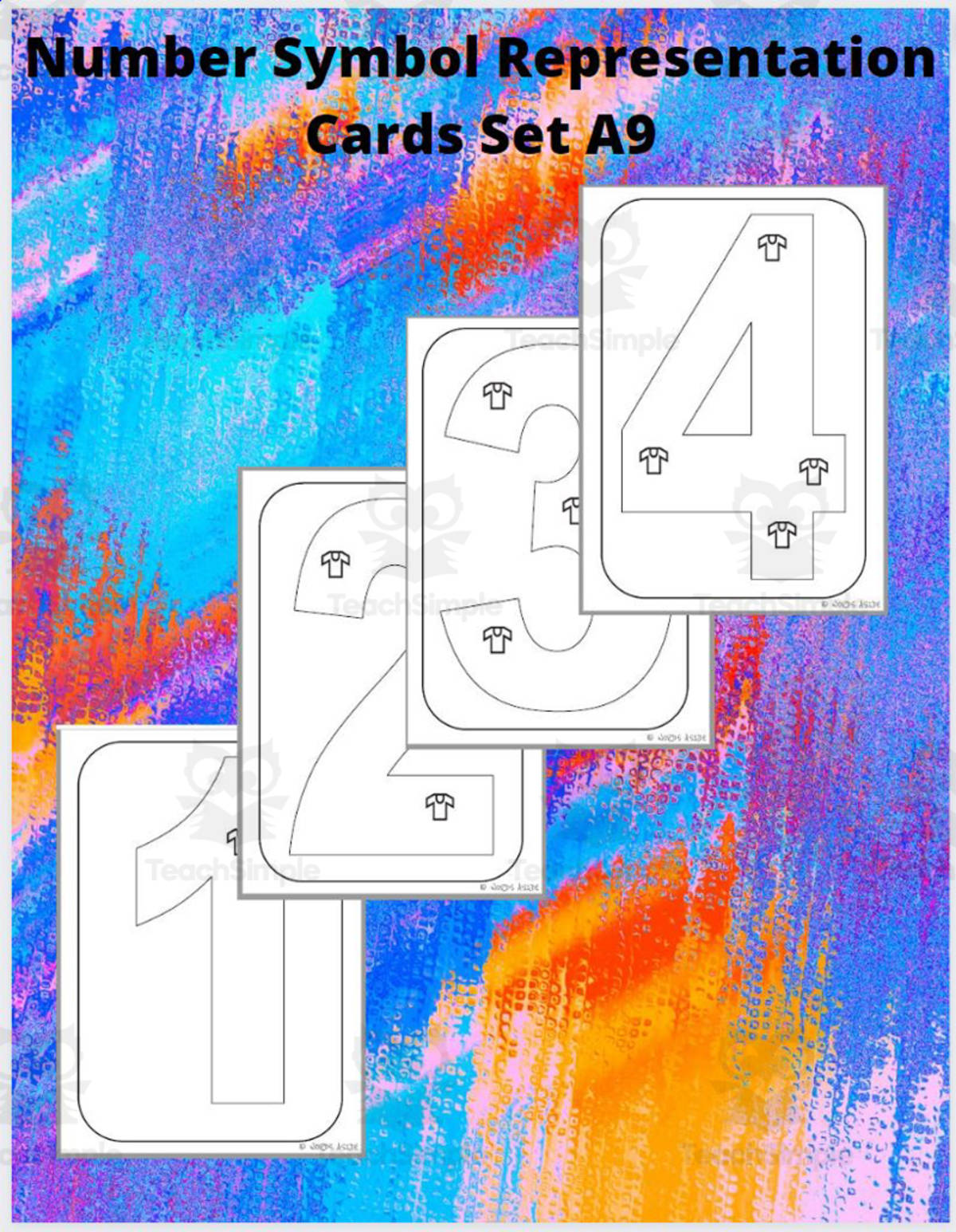 An educational teaching resource from WORDS ASIDE entitled Number Symbol Representation Cards Set A9 downloadable at Teach Simple.