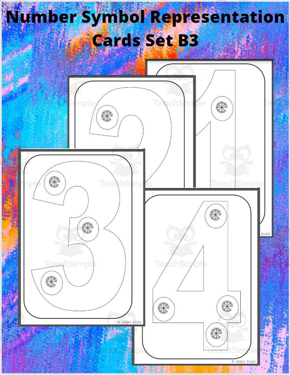 An educational teaching resource from WORDS ASIDE entitled Number Symbol Representation Cards Set B3 downloadable at Teach Simple.