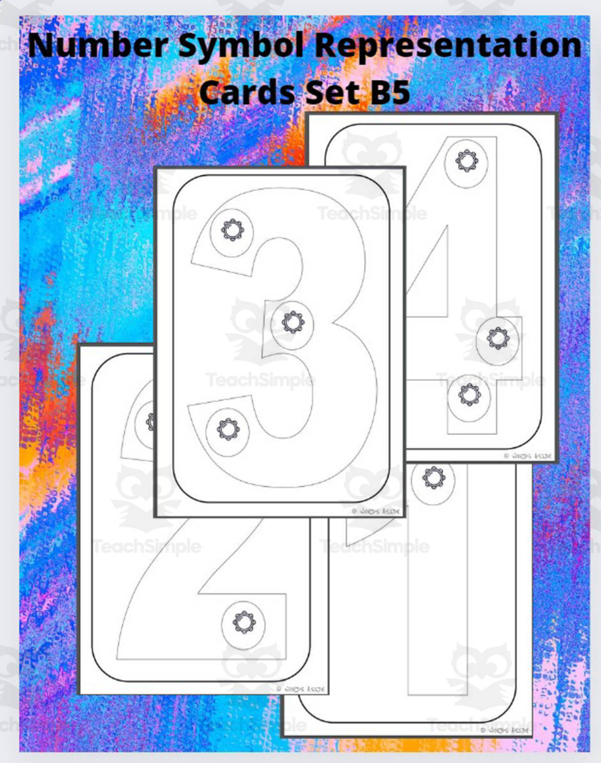 An educational teaching resource from WORDS ASIDE entitled Number Symbol Representation Cards Set B5 downloadable at Teach Simple.