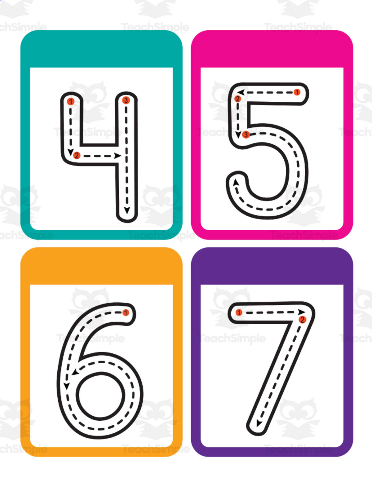An educational teaching resource from Lamasat sarah LLC entitled Number Tracing Flash cards 0-10 downloadable at Teach Simple.