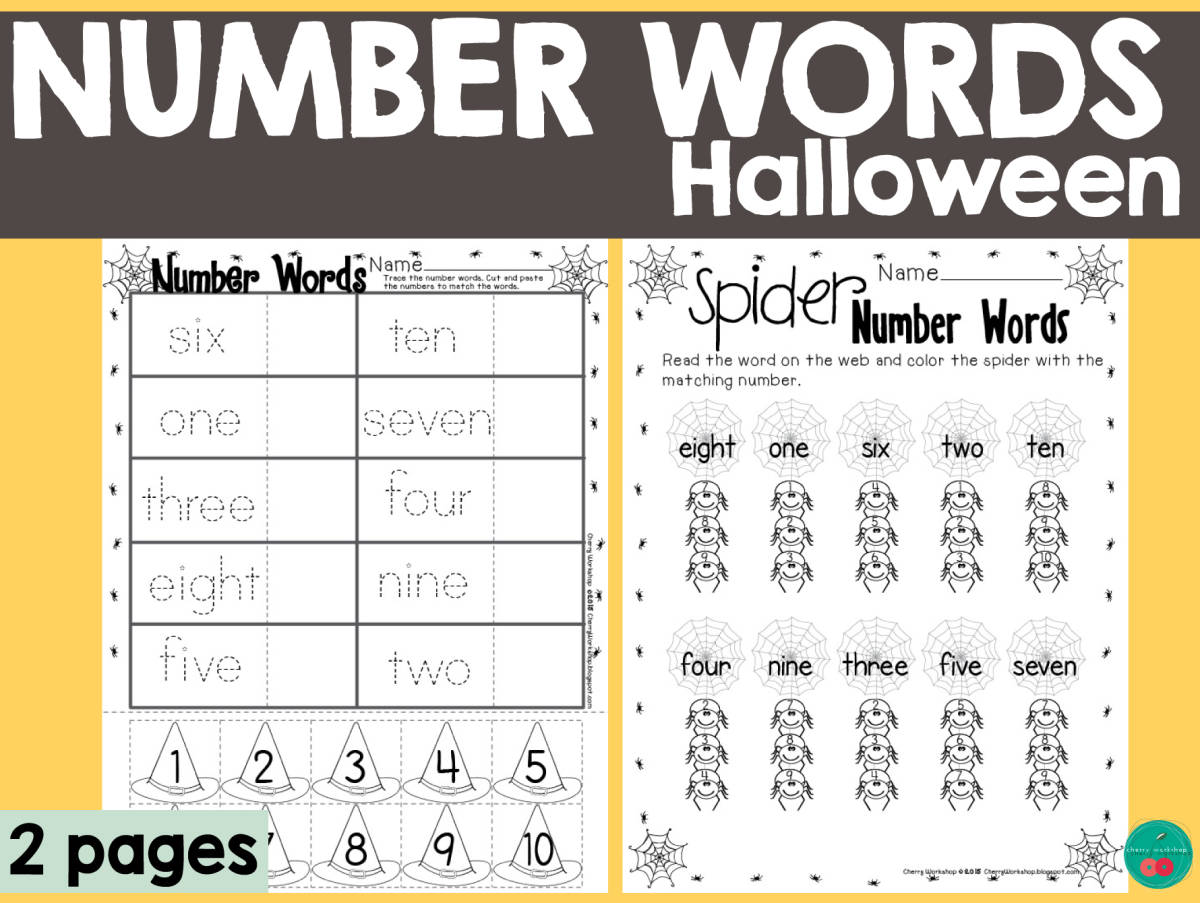 An educational teaching resource from Cherry Workshop entitled Number Words 1-10 downloadable at Teach Simple.