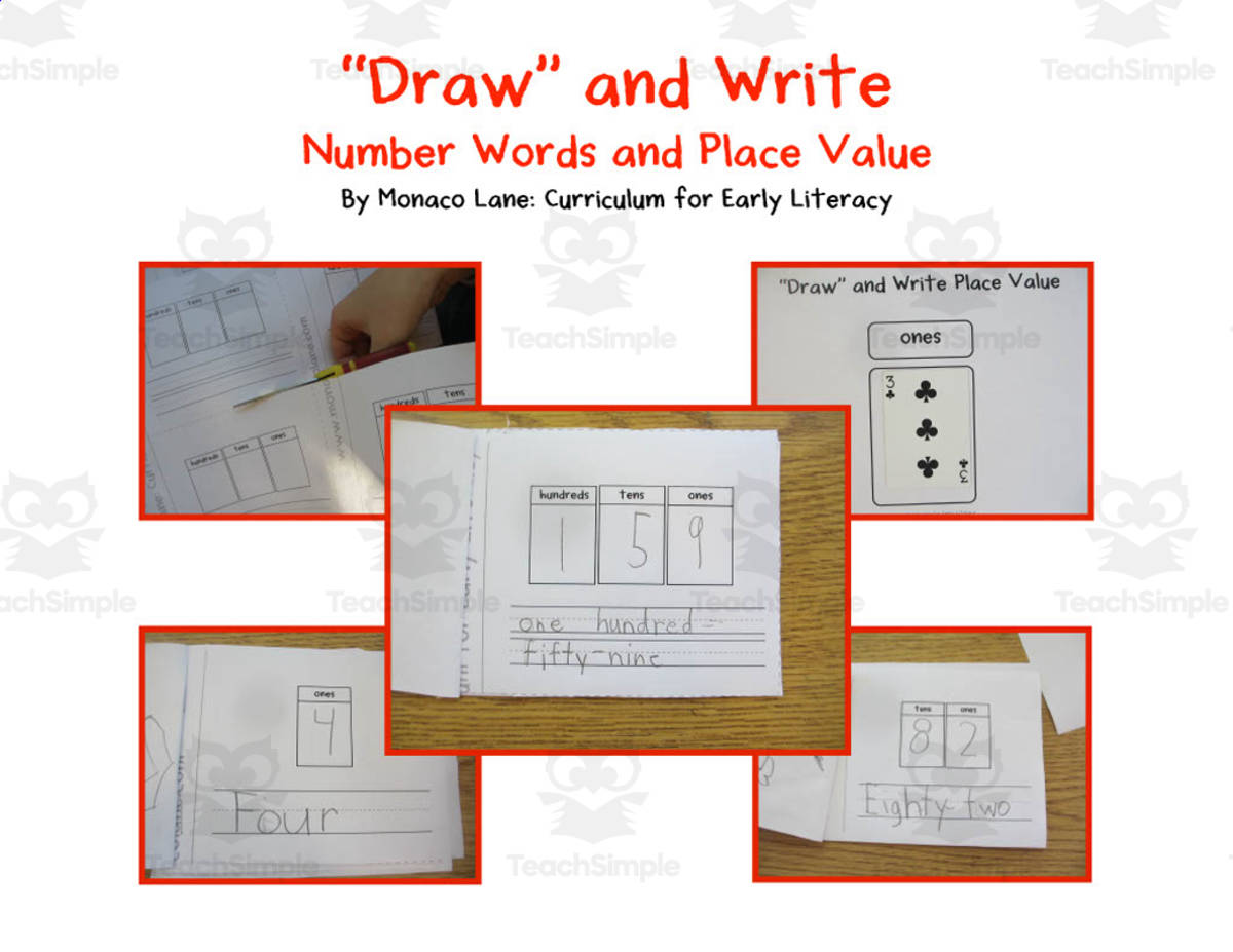 An educational teaching resource from Monaco Lane Curriculum for Early Literacy entitled Number Words and Place Value Activity Packet downloadable at Teach Simple.