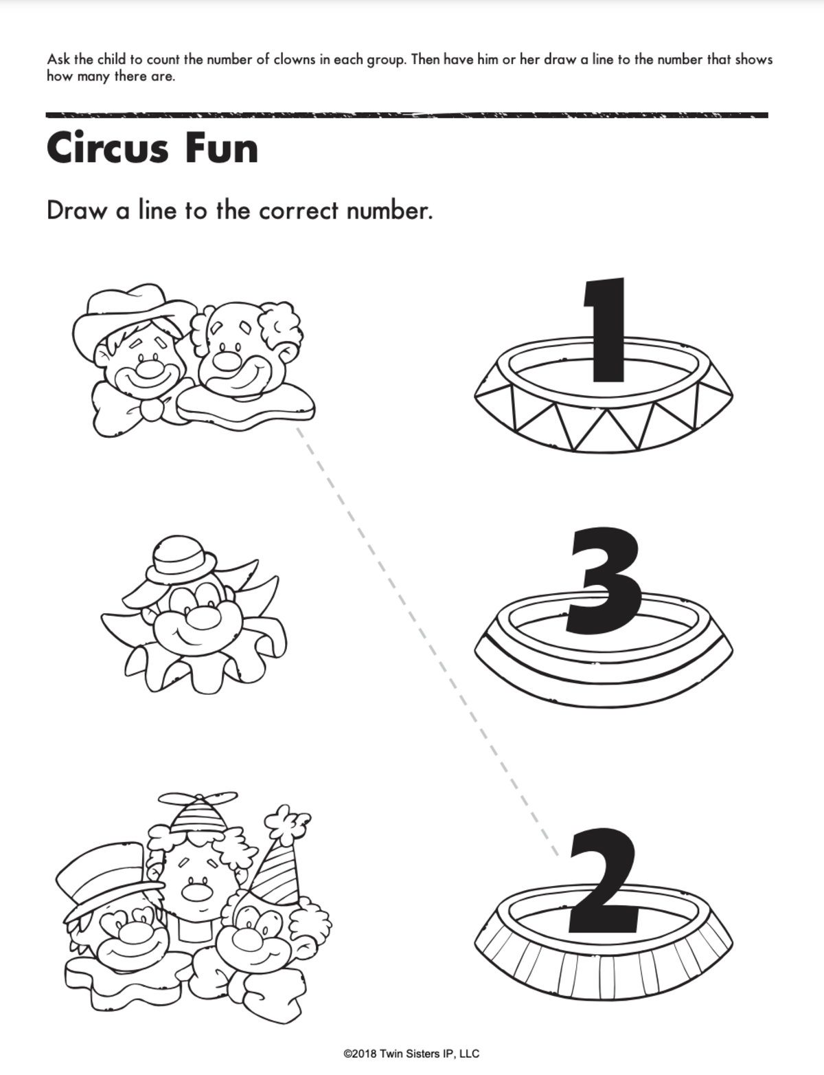 An educational teaching resource from Twin Sisters Digital Media entitled Numbers 1-5 Printable Workbook: Preschool Skill Builder downloadable at Teach Simple.