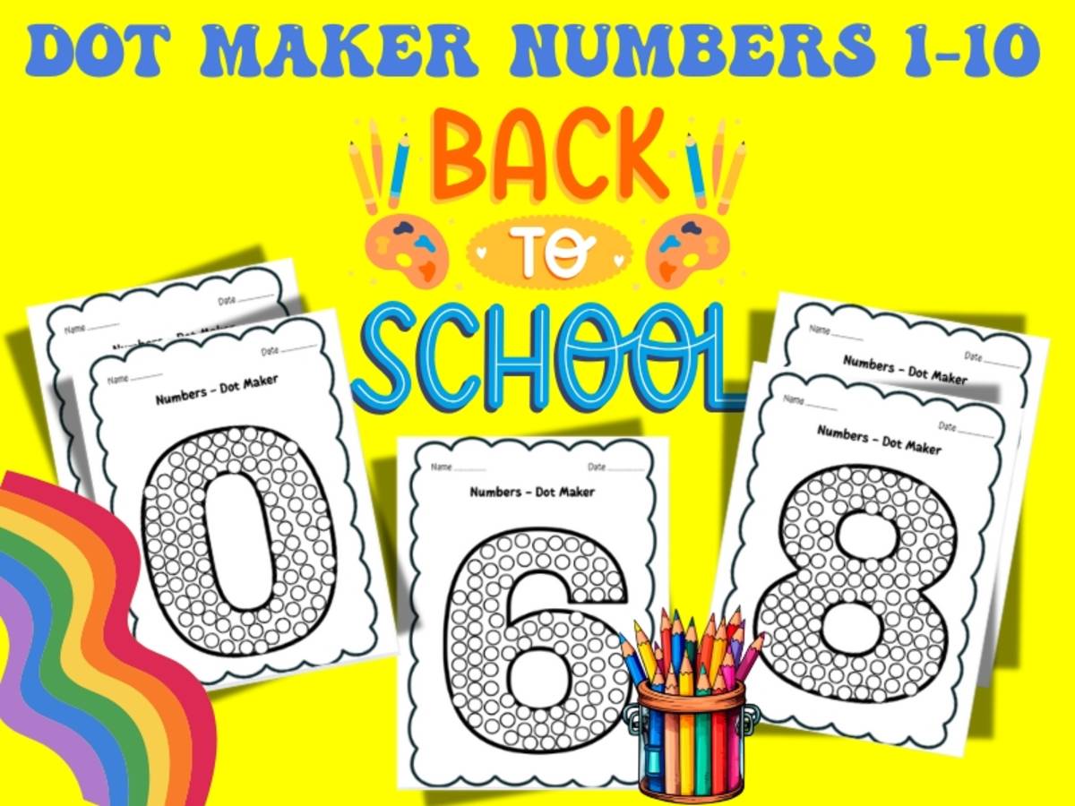 An educational teaching resource from Bright Education entitled Numbers 1 to 10 Dot Maker Coloring Activity downloadable at Teach Simple.