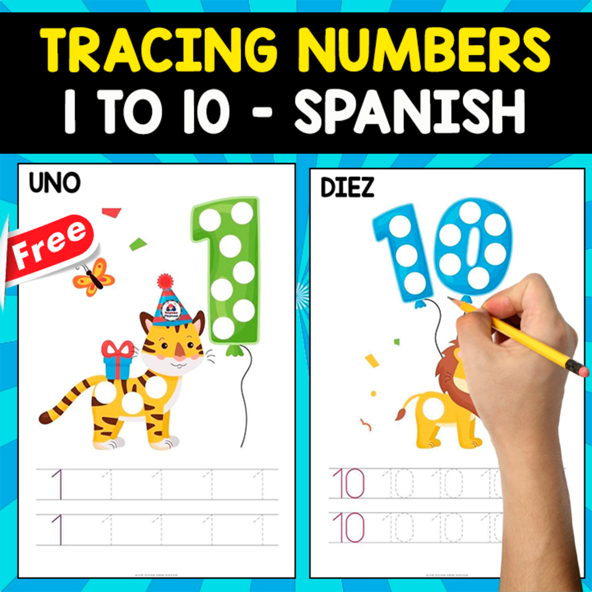 An educational teaching resource from EDITORIAL LAURA EDUCA entitled NUMBERS 1 TO 10 IN SPANISH | FOR TRACING | MATH downloadable at Teach Simple.
