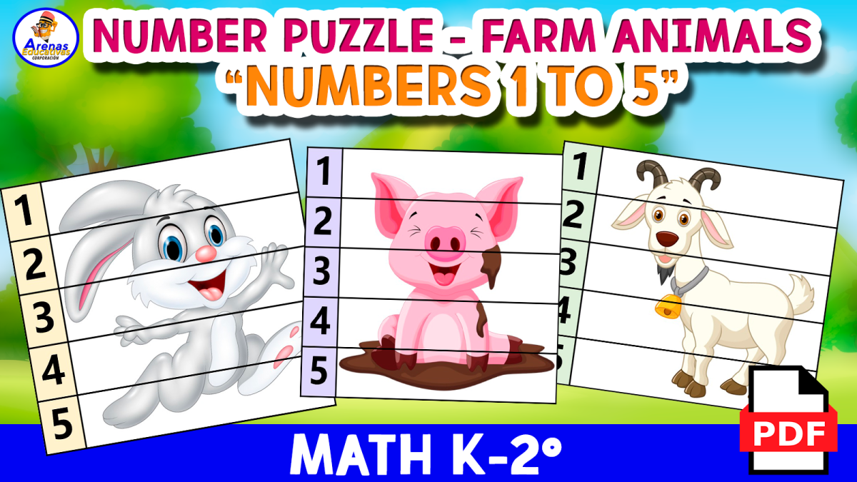 An educational teaching resource from EDITORIAL LAURA EDUCA entitled NUMBERS 1 TO 5 - MATH PUZZLE downloadable at Teach Simple.