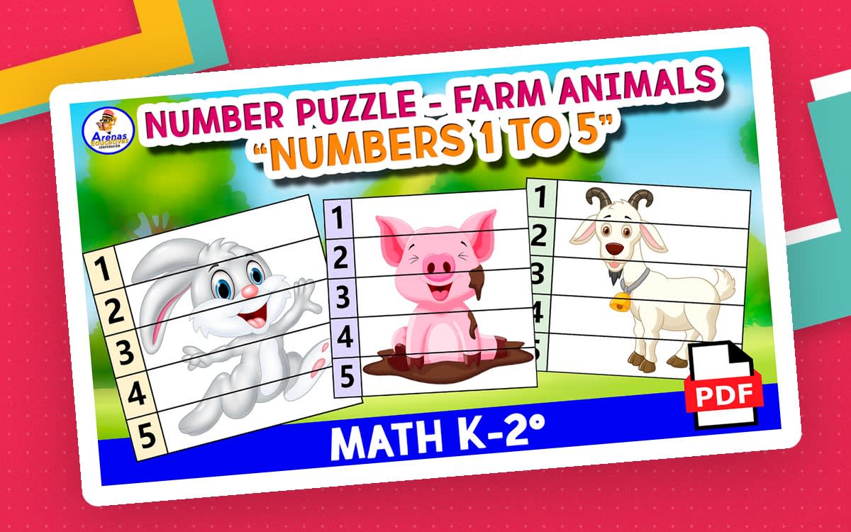 An educational teaching resource from EDITORIAL LAURA EDUCA entitled NUMBERS 1 TO 5 - MATH PUZZLE downloadable at Teach Simple.