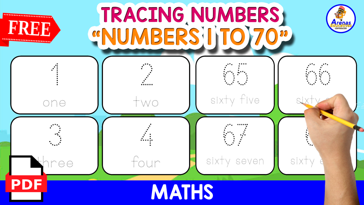 An educational teaching resource from EDITORIAL LAURA EDUCA entitled NUMBERS 1 TO 70 | TRACING NUMBERS FLASHCARDS downloadable at Teach Simple.