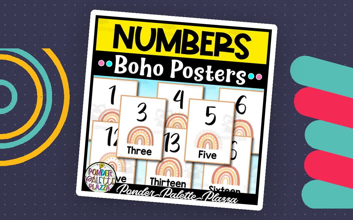An educational teaching resource from Ponder Palette Plazza entitled Numbers Boho Posters - 1 to 20 | Calm & Stylish Classroom Decor downloadable at Teach Simple.