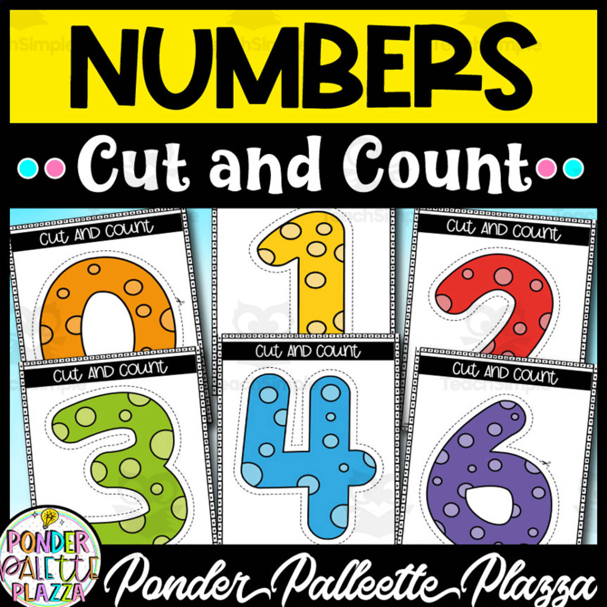An educational teaching resource from Ponder Palette Plazza entitled Numbers Cut and Count - Numbers Posters downloadable at Teach Simple.