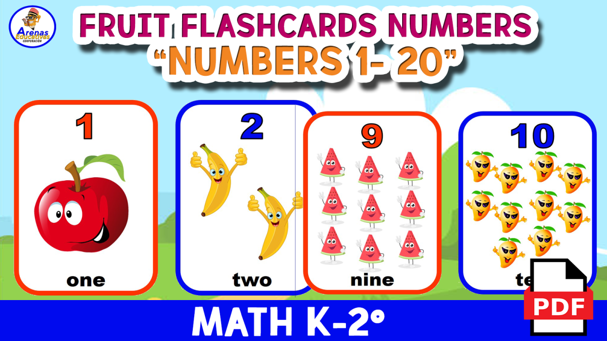 An educational teaching resource from EDITORIAL LAURA EDUCA entitled NUMBERS FLASHCARDS 1 TO 10 - Fruit Theme downloadable at Teach Simple.