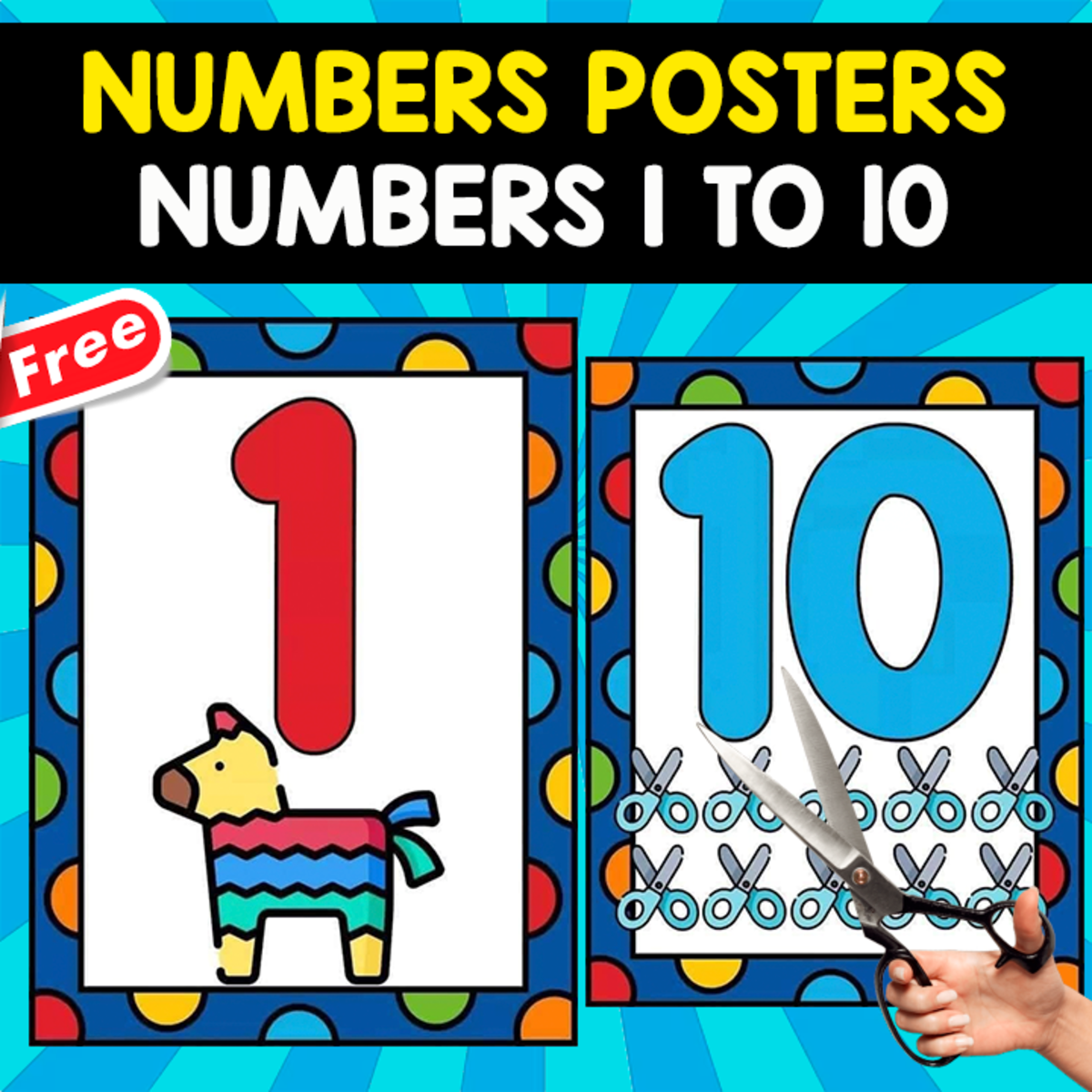 An educational teaching resource from EDITORIAL LAURA EDUCA entitled NUMBERS POSTERS | NUMBERS 1 TO 10 | FREE RESOURCE downloadable at Teach Simple.