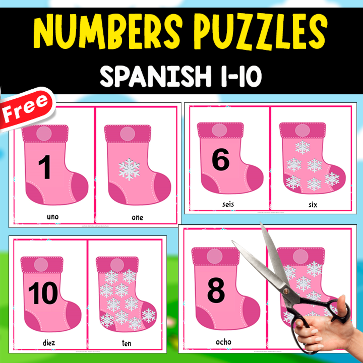 An educational teaching resource from EDITORIAL LAURA EDUCA entitled NUMBERS PUZZLE 1-10 | MATCH THE PAIRS_J downloadable at Teach Simple.