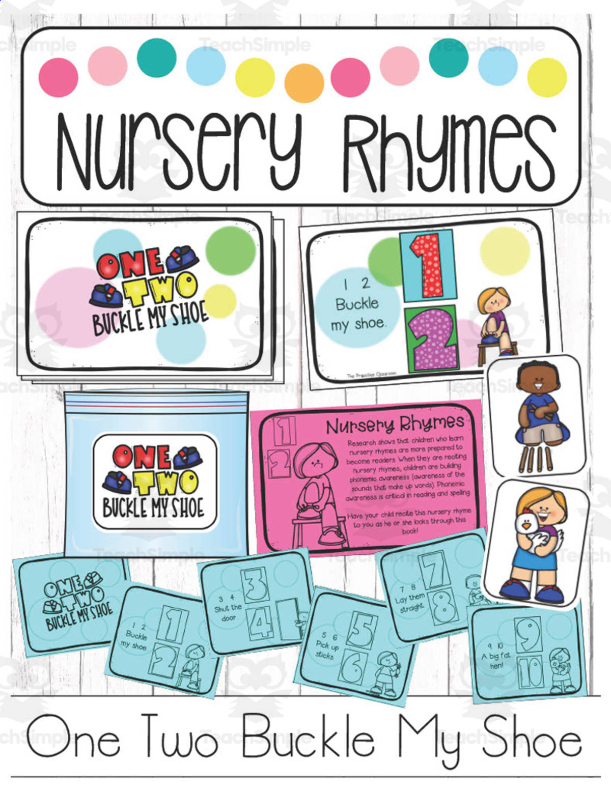 An educational teaching resource from The Proactive Classroom entitled Nursery Rhyme: One Two Buckle My Shoe downloadable at Teach Simple.