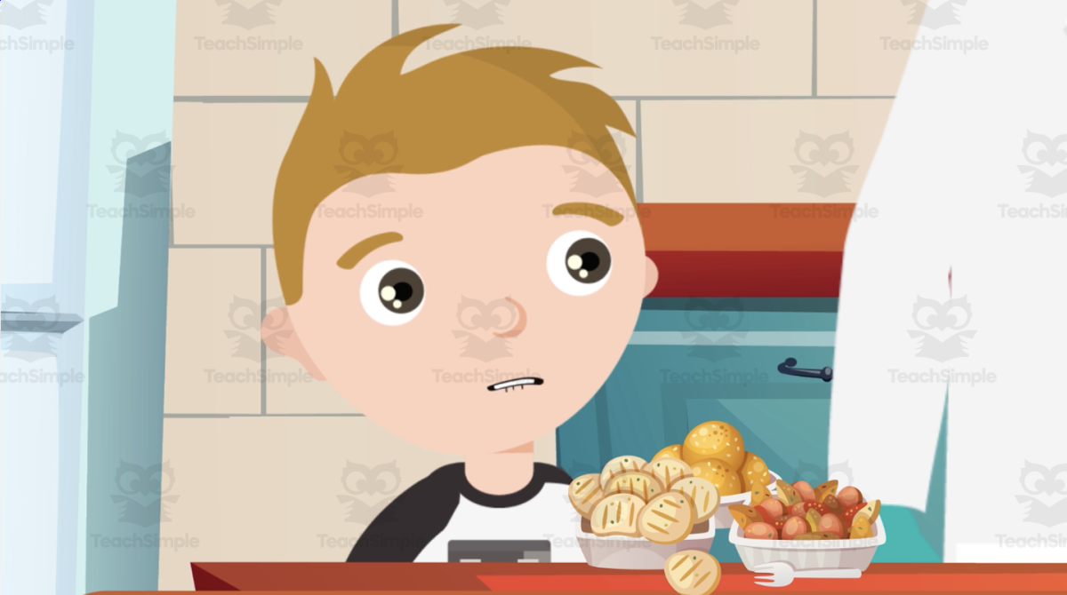An educational teaching resource from Educational Voice entitled Nutrition in Food | Animated Kitchen Science Video Lesson downloadable at Teach Simple.