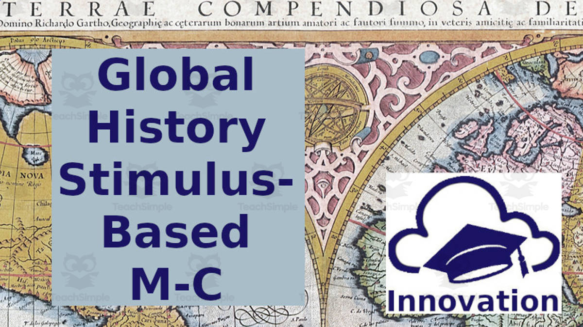 An educational teaching resource from Innovation Assessments LLC entitled NYS Frameworks 10.8: Global 10 Stimulus-Based M-C downloadable at Teach Simple.