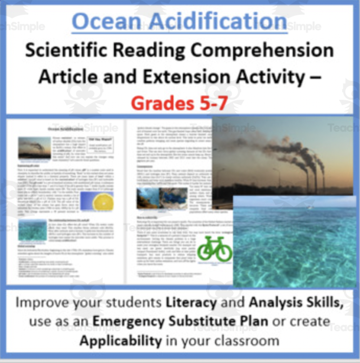 An educational teaching resource from Teach With Fergy entitled Ocean Acidification - Digital Science Reading Article - Grades 5-7 downloadable at Teach Simple.