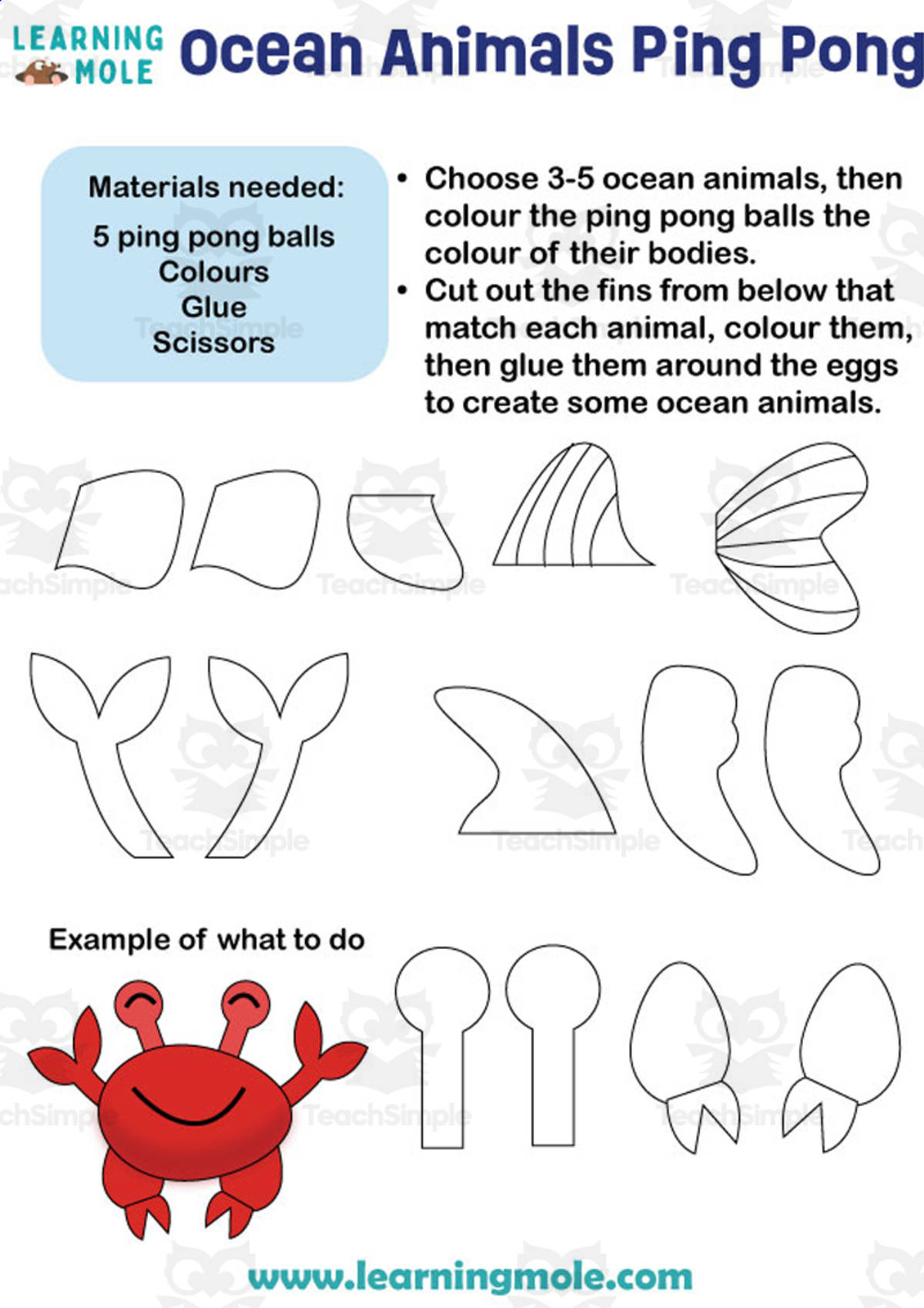 An educational teaching resource from Educational Voice entitled Ocean Animals Eggs Activity downloadable at Teach Simple.
