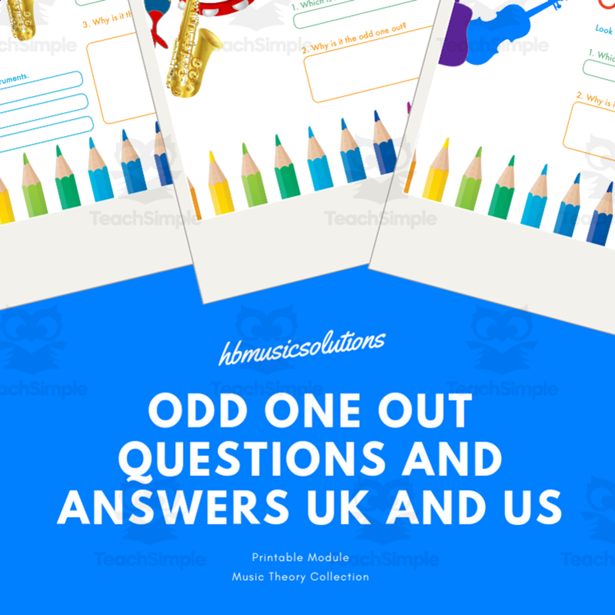 An educational teaching resource from Hbmusicsolutions's Shop entitled Odd One Out Music Worksheets downloadable at Teach Simple.