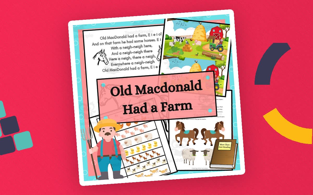 An educational teaching resource from More Than Just Reading entitled Old Macdonald Activity Guide downloadable at Teach Simple.