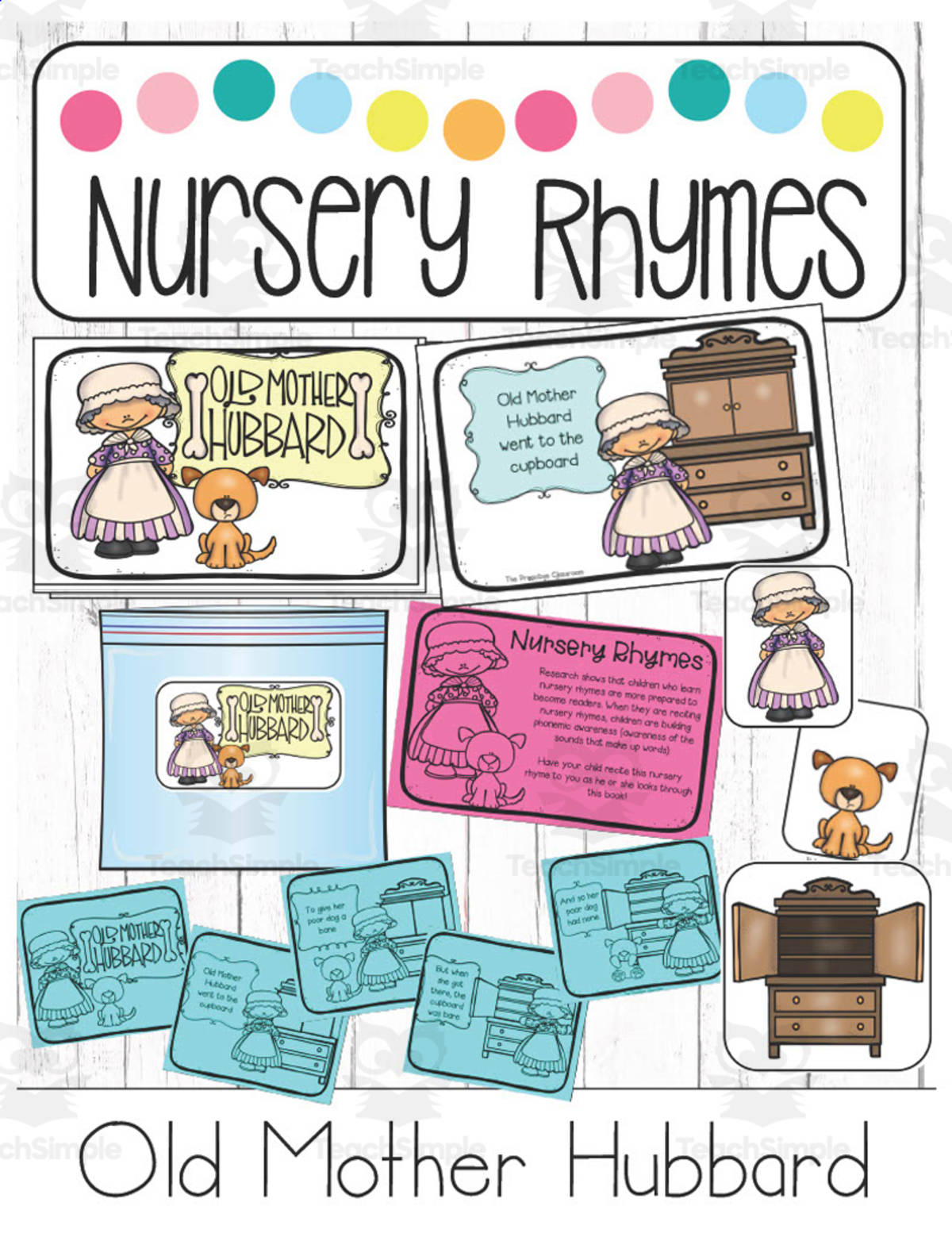 An educational teaching resource from The Proactive Classroom entitled Old Mother Hubbard Nursery Rhyme downloadable at Teach Simple.