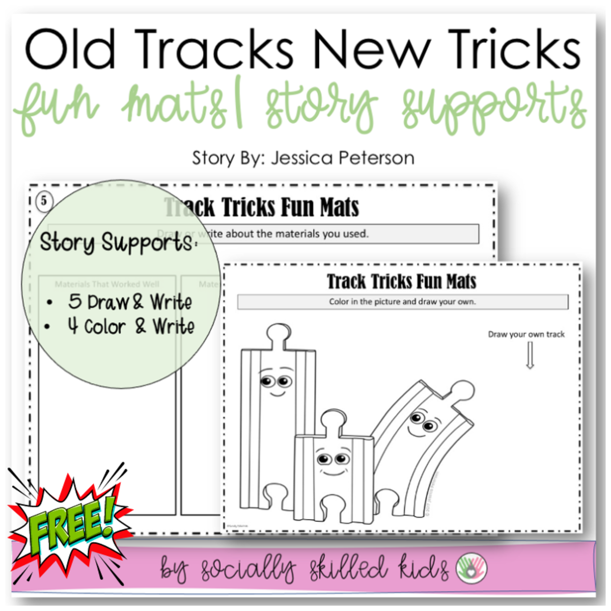 An educational teaching resource from Socially Skilled Kids entitled Old Tracks New Tricks, Story Companion Fun Mats downloadable at Teach Simple.