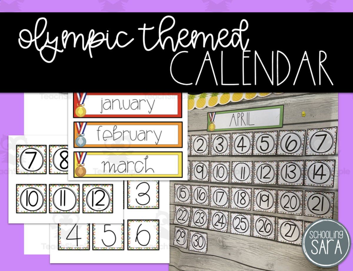 An educational teaching resource from SchoolingSara entitled Olympic Themed Calendar downloadable at Teach Simple.
