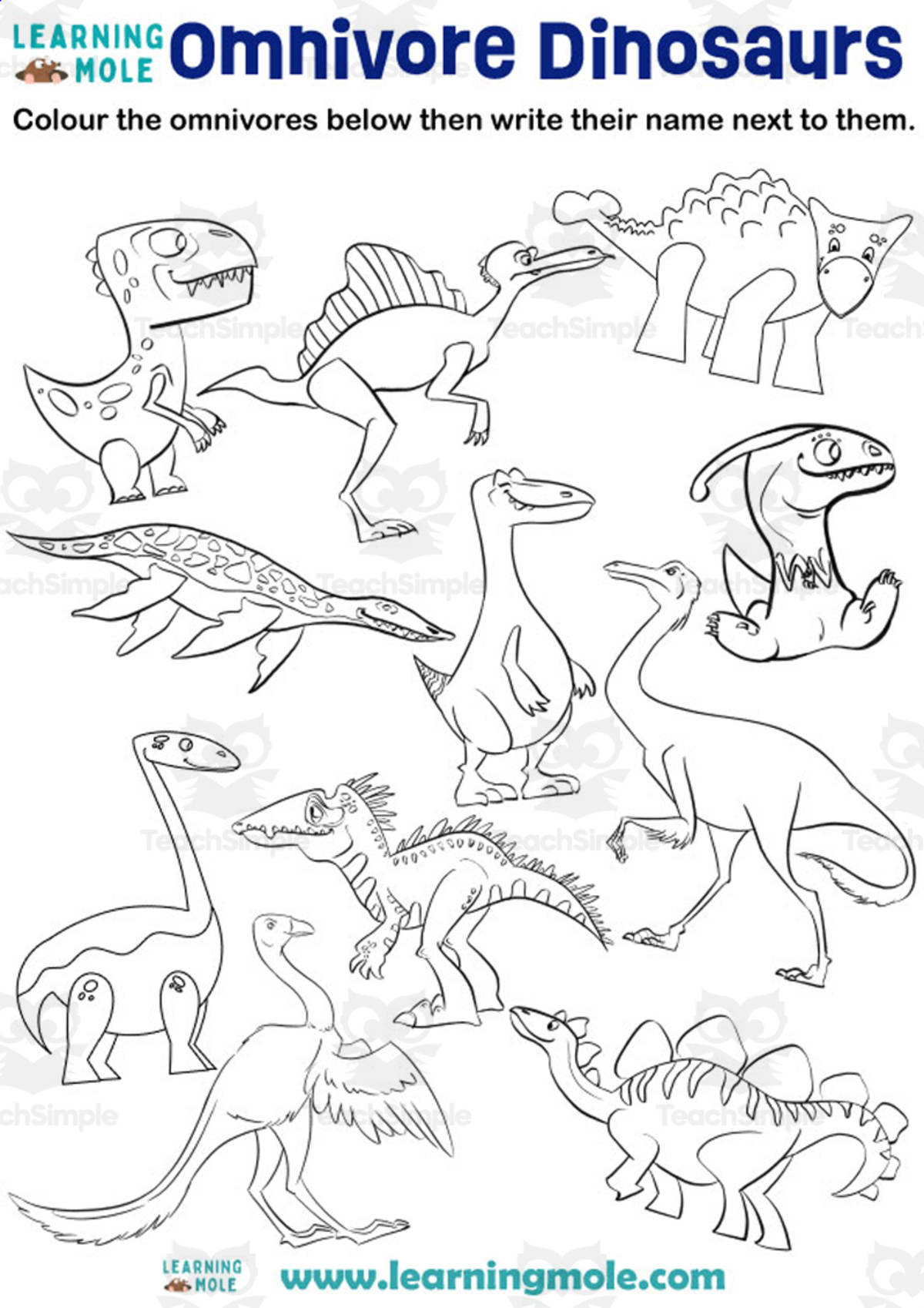 An educational teaching resource from Educational Voice entitled Omnivore Dinosaurs Activity downloadable at Teach Simple.