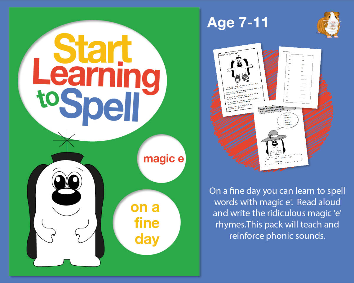 An educational teaching resource from Guinea Pig Education entitled 'On A Fine Day You Can Spell Words With Magic e' (7-11 years) downloadable at Teach Simple.