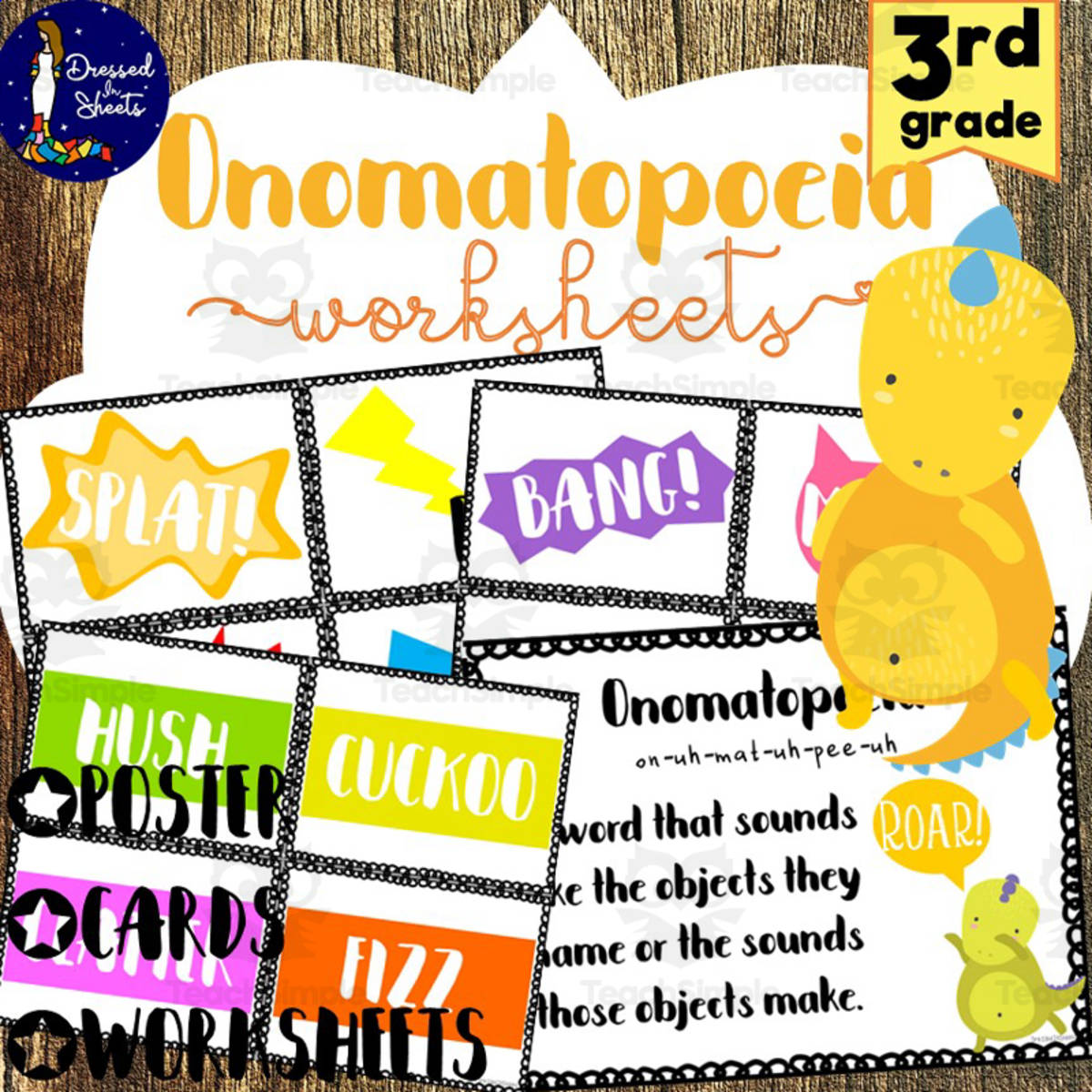 An educational teaching resource from Soumara Siddiqui entitled Onomatopoeia Worksheets downloadable at Teach Simple.
