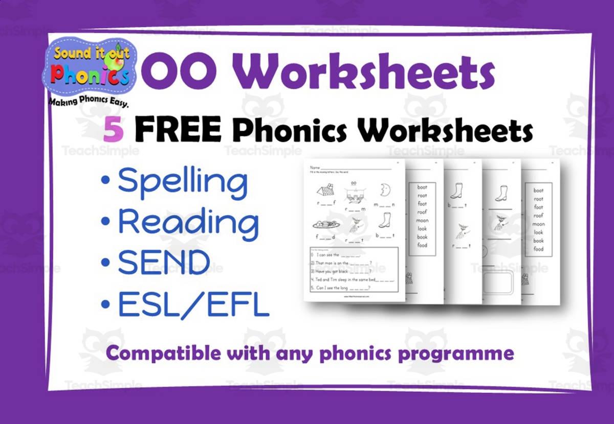 An educational teaching resource from Lilibette's Resources entitled OO Phonics Worksheets: 5 FREE! downloadable at Teach Simple.